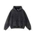 2026 Vintage Washed Black Unisex Oversized Winter Streetwear Pullover Heavyweight Cotton Eco-Friendly Hoodie Sweatshirt