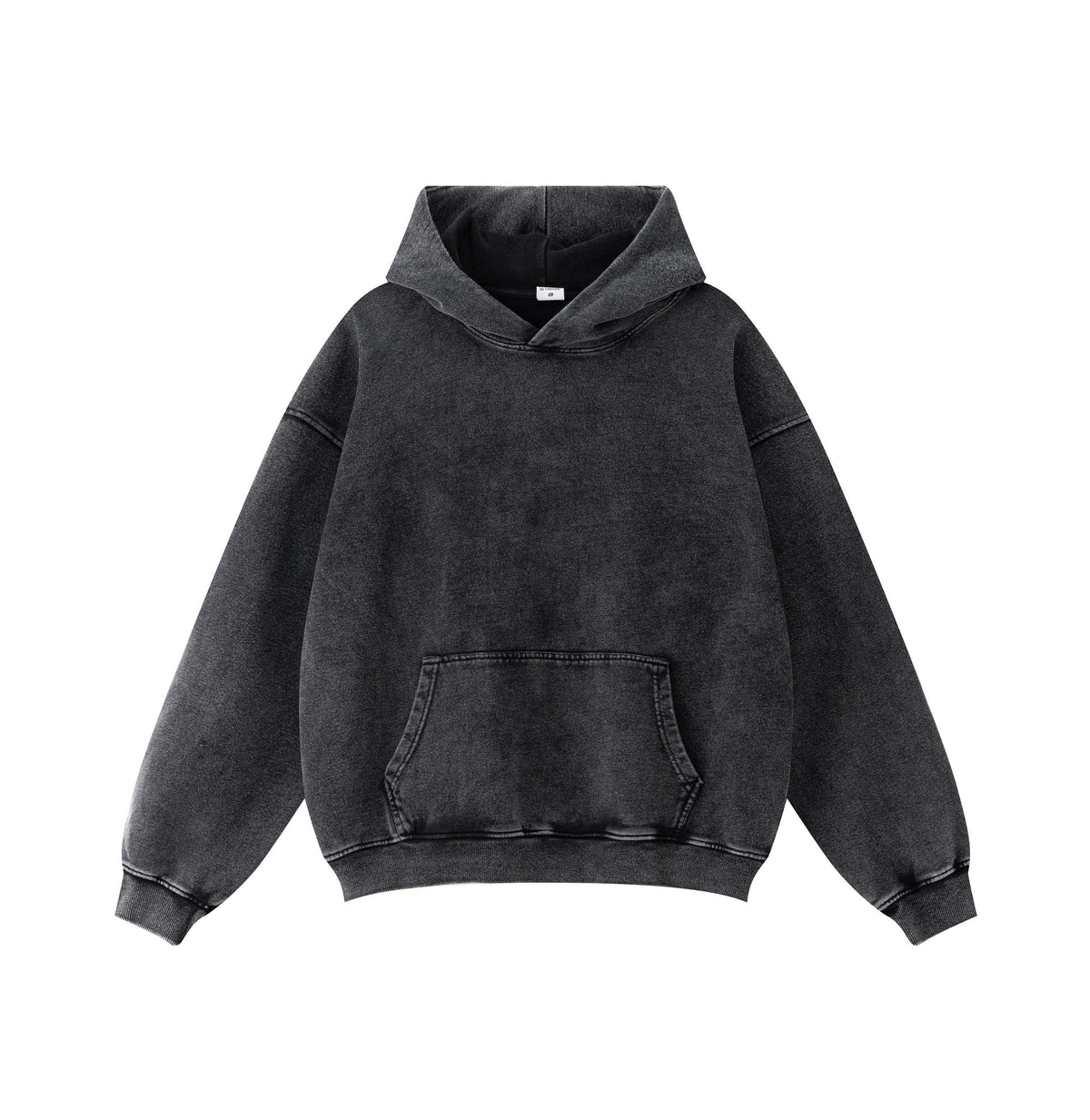 2026 Vintage Washed Black Unisex Oversized Winter Streetwear Pullover Heavyweight Cotton Eco-Friendly Hoodie Sweatshirt