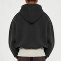 QIANSHI Custom 500 Gsm Oversized Boxy Double Zipper Hoodies 100% Cotton Heavyweight Fleece Cropped Men Full Zip up Hoodie