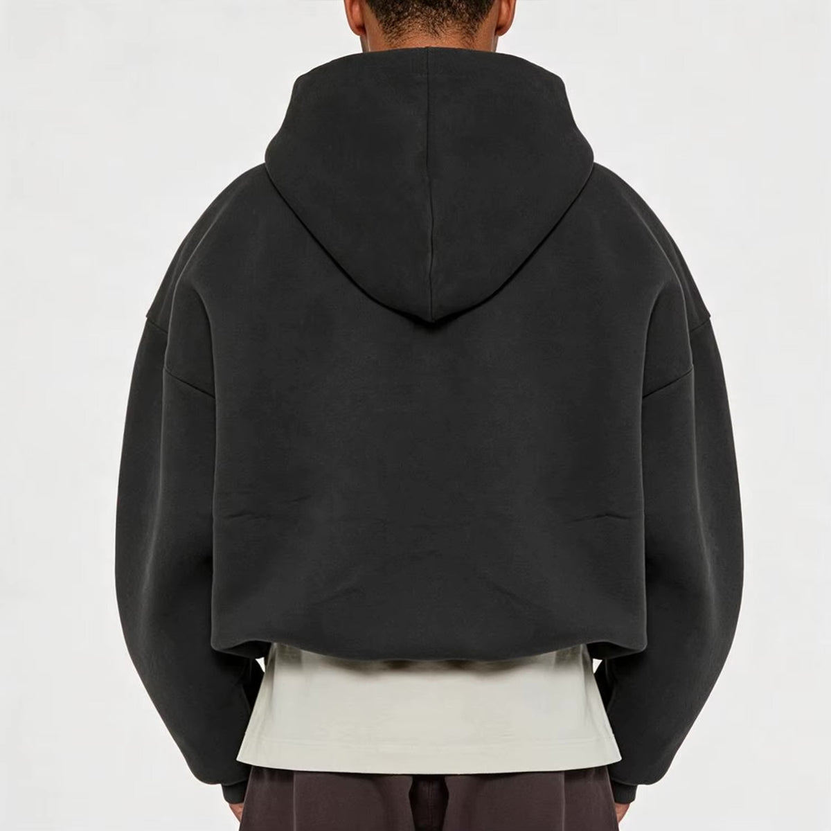 QIANSHI Custom 500 Gsm Oversized Boxy Double Zipper Hoodies 100% Cotton Heavyweight Fleece Cropped Men Full Zip up Hoodie